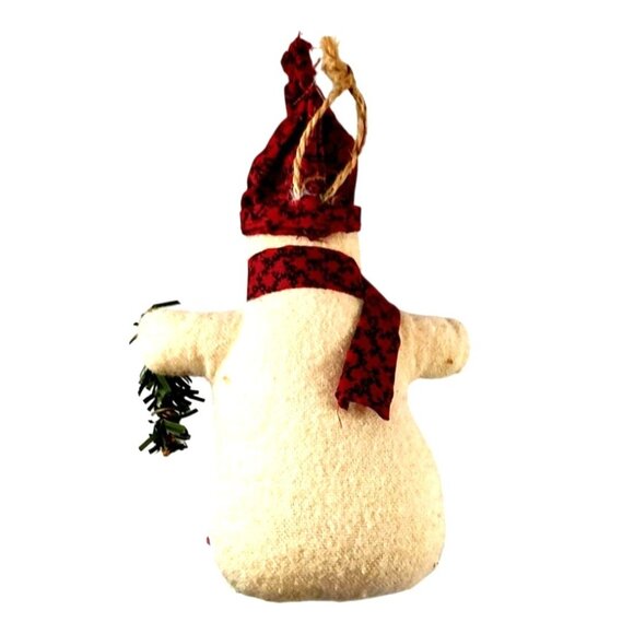 Set Of 8 Rustic Snowman Christmas Ornaments With Plaid Details & Button Accents - Picture 8 of 10